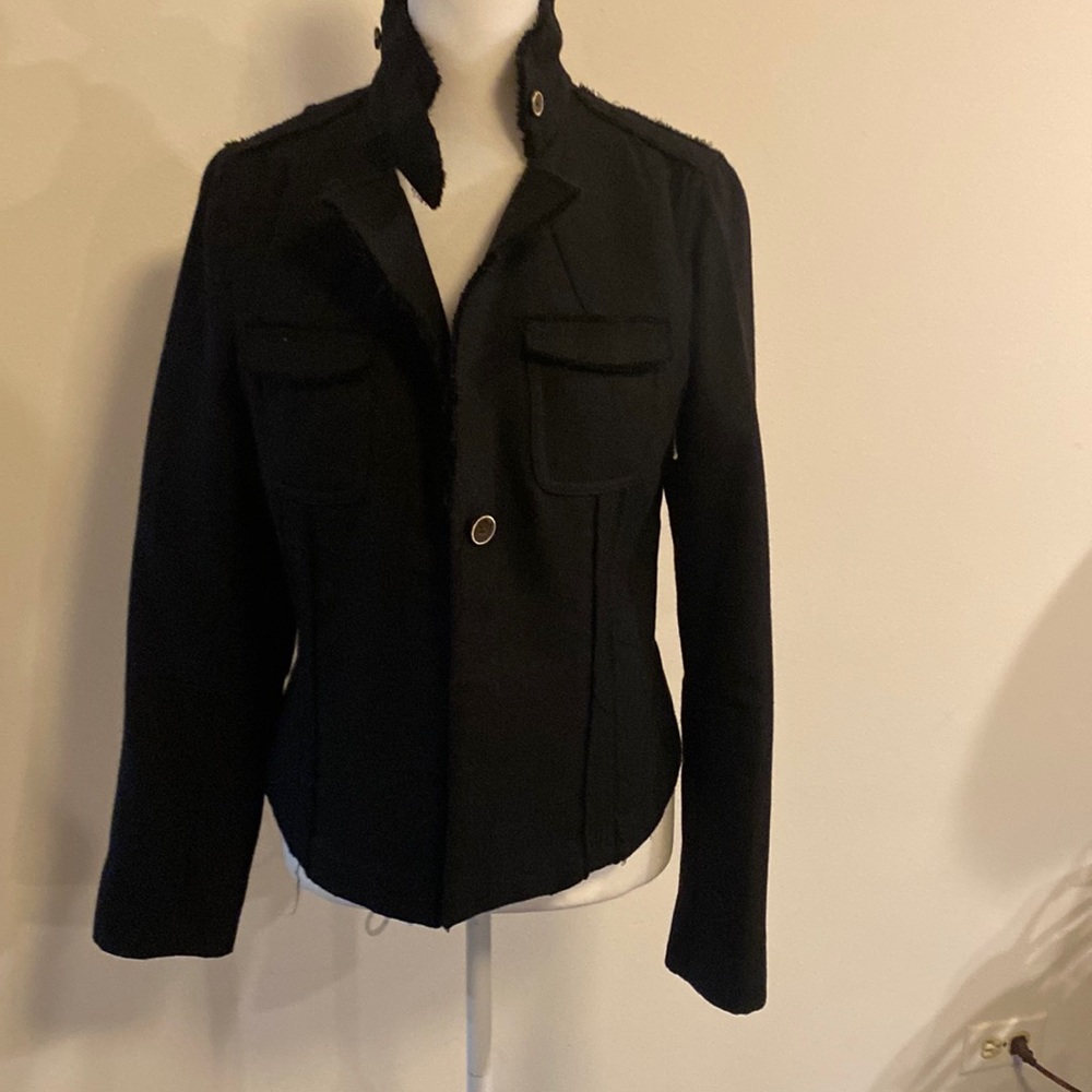 Banana Republic heritage wool black jacket/blazer size 8 with raw trim